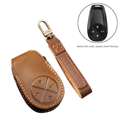 Hallmo Car Cowhide Leather Key Protective Cover Key Case for NIO ES6 / ES8(Brown) - Car Key Cases by Hallmo | Online Shopping South Africa | PMC Jewellery | Buy Now Pay Later Mobicred