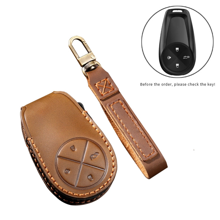Hallmo Car Cowhide Leather Key Protective Cover Key Case for NIO ES6 / ES8(Black) - Car Key Cases by Hallmo | Online Shopping South Africa | PMC TechLife | Buy Now Pay Later Mobicred