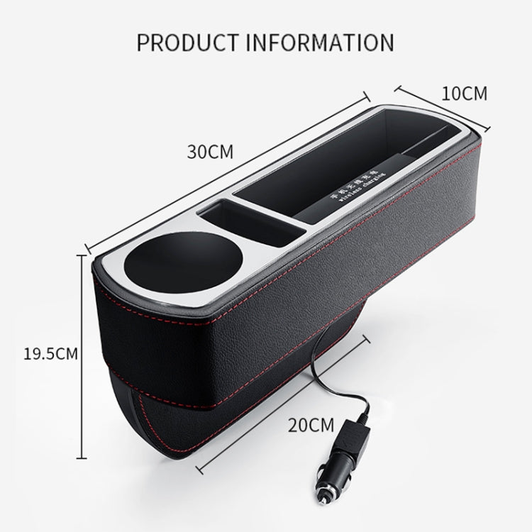 Car Multi-functional Wireless Fast Charge Console PU Leather Box Cup Holder Seat Gap Side Storage Box (Brown) - Stowing Tidying by PMC TechLife | Online Shopping South Africa | PMC TechLife | Buy Now Pay Later Mobicred