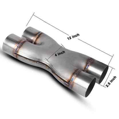 Dual 2.5 inch Car Universal 304 Stainless Steel X-type Exhaust Pipe - Exhaust Pipes by PMC Jewellery | Online Shopping South Africa | PMC Jewellery