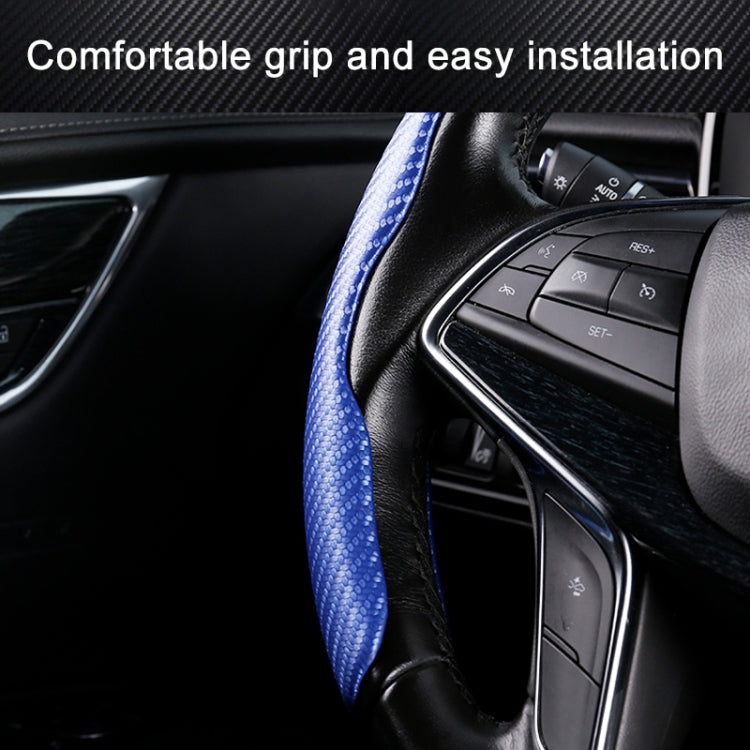 Car Universal Carbon Fiber Texture Leather Steering Wheel Cover (Black) - Steering Wheel Accessories by PMC TechLife | Online Shopping South Africa | PMC TechLife | Buy Now Pay Later Mobicred