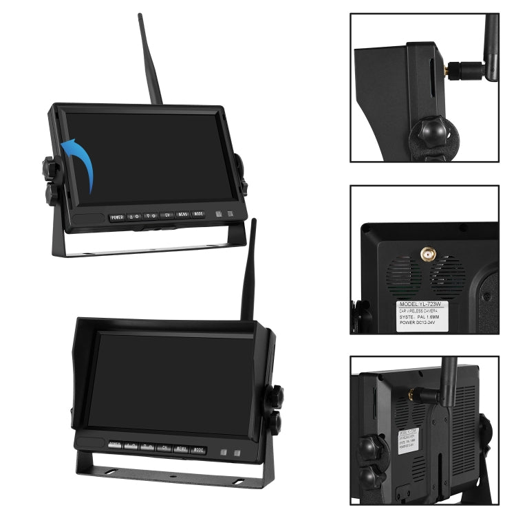 PZ710-W 7 inch Car Digital Wireless Rear-view Split-screen Monitor Single Record - Rearview Monitors by PMC TechLife | Online Shopping South Africa | PMC TechLife | Buy Now Pay Later Mobicred