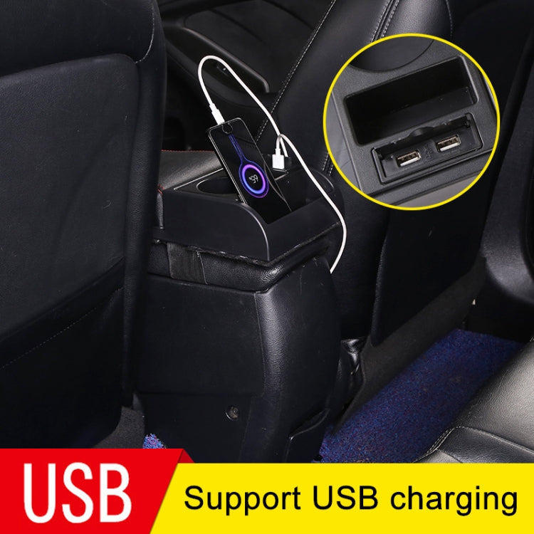 Car Multi-functional Dual USB Armrest Box Booster Pad, Microfiber Leather Curved Type (Black Red) - Seat Accessories by PMC TechLife | Online Shopping South Africa | PMC TechLife | Buy Now Pay Later Mobicred