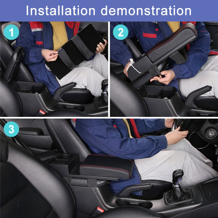 Car Multi-functional Dual USB Armrest Box Booster Pad, Microfiber Leather Straight Type (Black Red) - Seat Accessories by PMC TechLife | Online Shopping South Africa | PMC TechLife | Buy Now Pay Later Mobicred