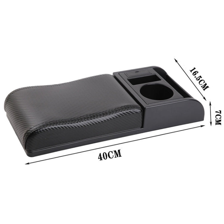 Car Multi-functional Dual USB Armrest Box Booster Pad, Carbon Fiber Leather Curved Type (Black) - Seat Accessories by PMC TechLife | Online Shopping South Africa | PMC TechLife | Buy Now Pay Later Mobicred