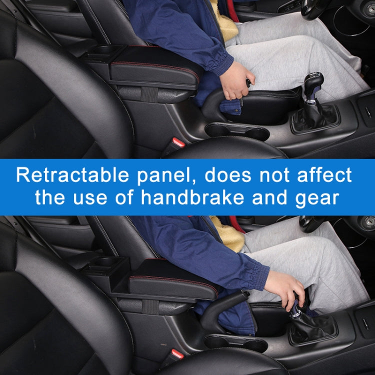 Car Multi-functional Dual USB Armrest Box Booster Pad, Carbon Fiber Leather Curved Type (Black White) - Seat Accessories by PMC TechLife | Online Shopping South Africa | PMC TechLife | Buy Now Pay Later Mobicred