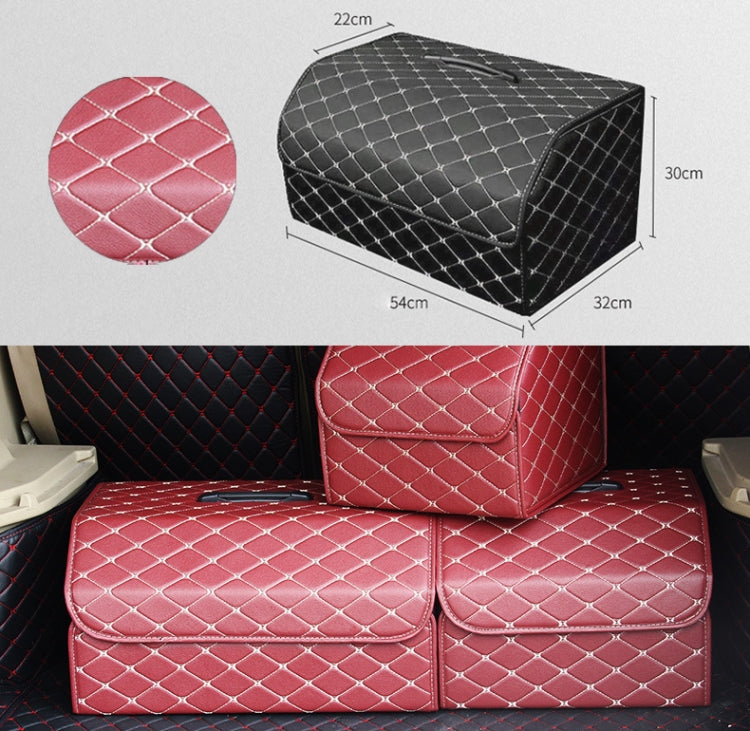 Car Trunk Foldable Storage Box, Rhombic Grid Large Size: 54 x 32 x 30cm (Wine Red) - free shipping - PMC TechLife - Order now!