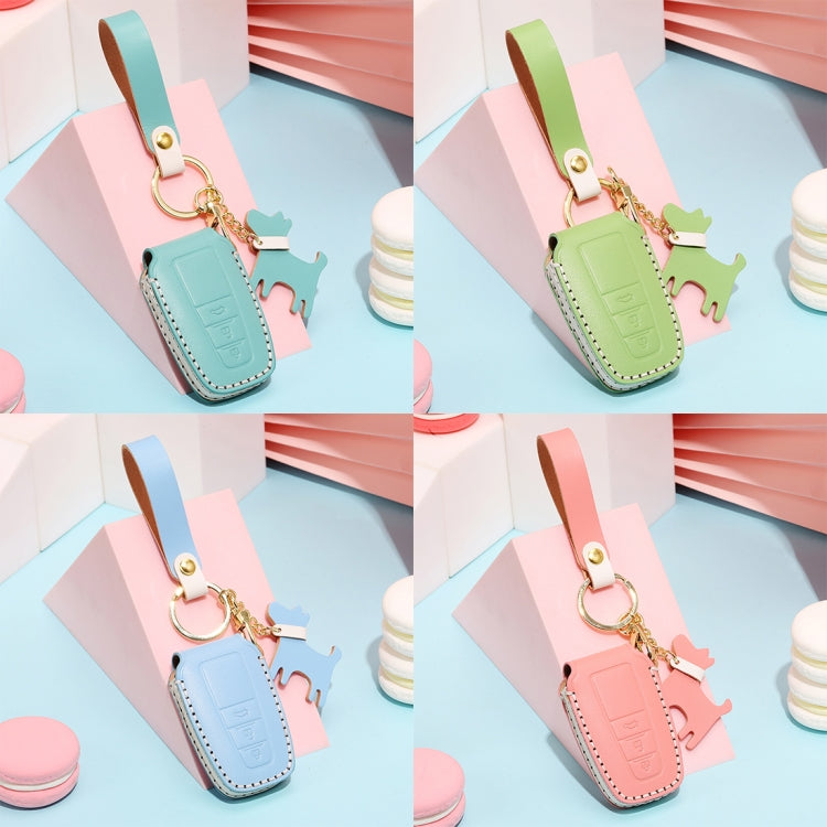 Hallmo Car Female Style Cowhide Leather Key Protective Cover for Toyota(Sky Blue) - Car Key Cases by Hallmo | Online Shopping South Africa | PMC TechLife | Buy Now Pay Later Mobicred