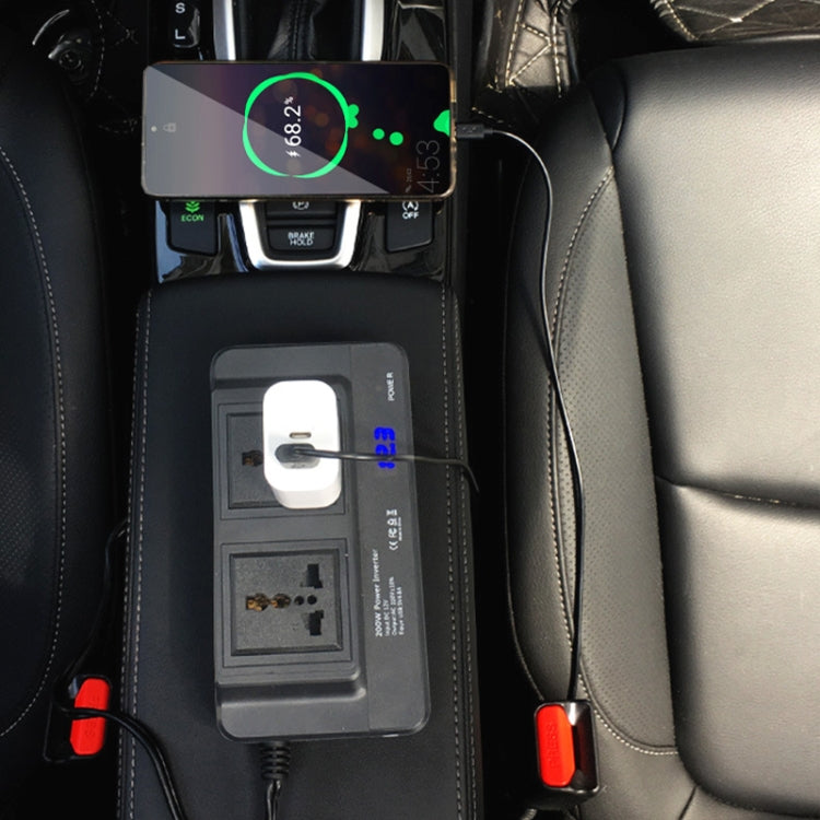 DC12V 200W AC220V Car Smart Multi-functional Digital Display Inverter, EU Plug -  by PMC TechLife | Online Shopping South Africa | PMC TechLife | Buy Now Pay Later Mobicred