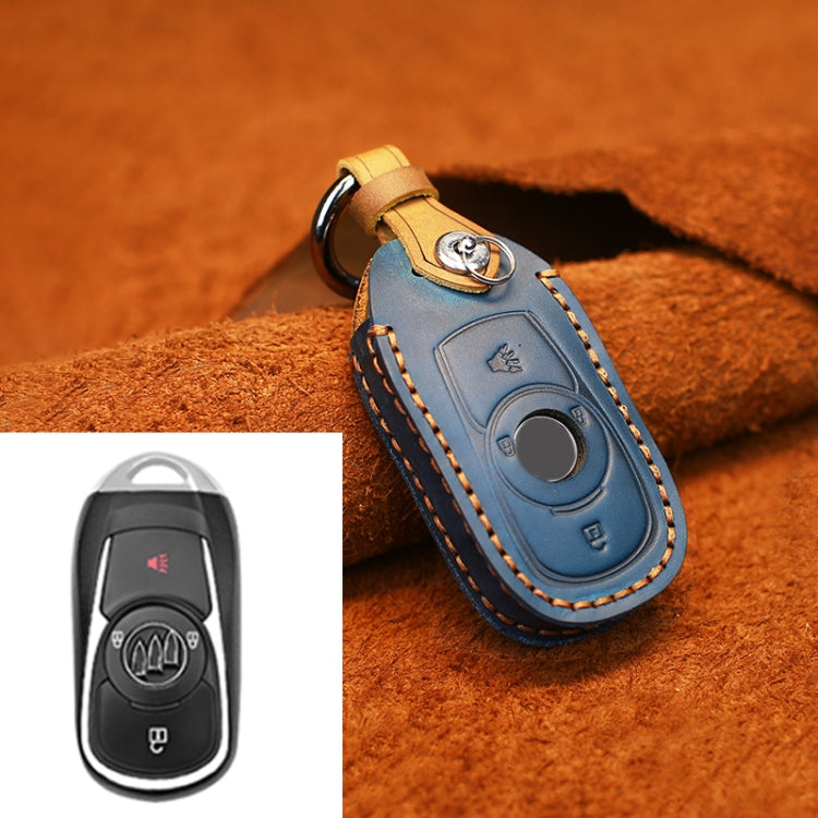 For Buick Car Cowhide Leather Key Protective Cover Key Case, Four Keys Version (Blue) - Car Key Cases by PMC TechLife | Online Shopping South Africa | PMC TechLife | Buy Now Pay Later Mobicred