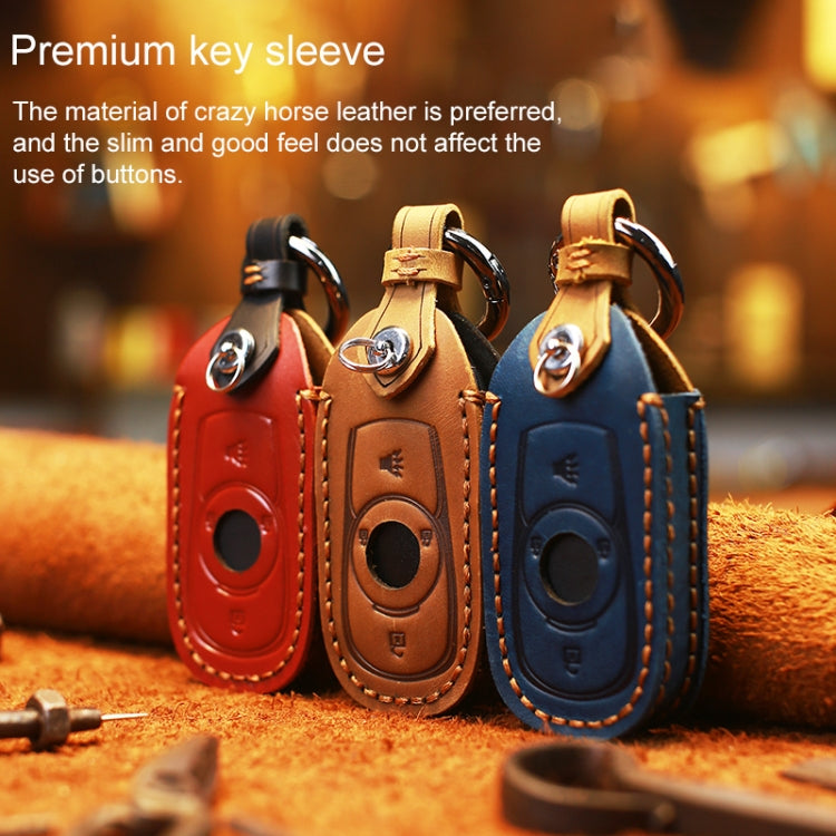 For Buick Car Cowhide Leather Key Protective Cover Key Case, Four Keys Version (Blue) - Car Key Cases by PMC TechLife | Online Shopping South Africa | PMC TechLife | Buy Now Pay Later Mobicred