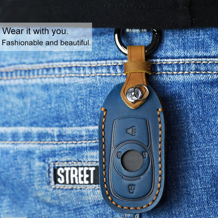 For Buick Car Cowhide Leather Key Protective Cover Key Case, Six Keys Version (Blue) - Car Key Cases by PMC TechLife | Online Shopping South Africa | PMC TechLife | Buy Now Pay Later Mobicred