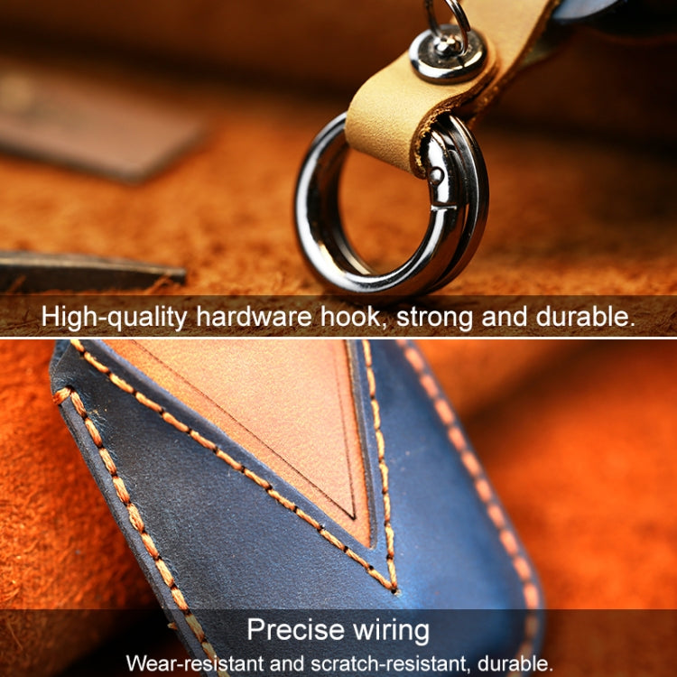 For Nissan Car Cowhide Leather Key Protective Cover Key Case, Three Keys Tailgate Version (Blue) - Car Key Cases by PMC Jewellery | Online Shopping South Africa | PMC Jewellery | Buy Now Pay Later Mobicred