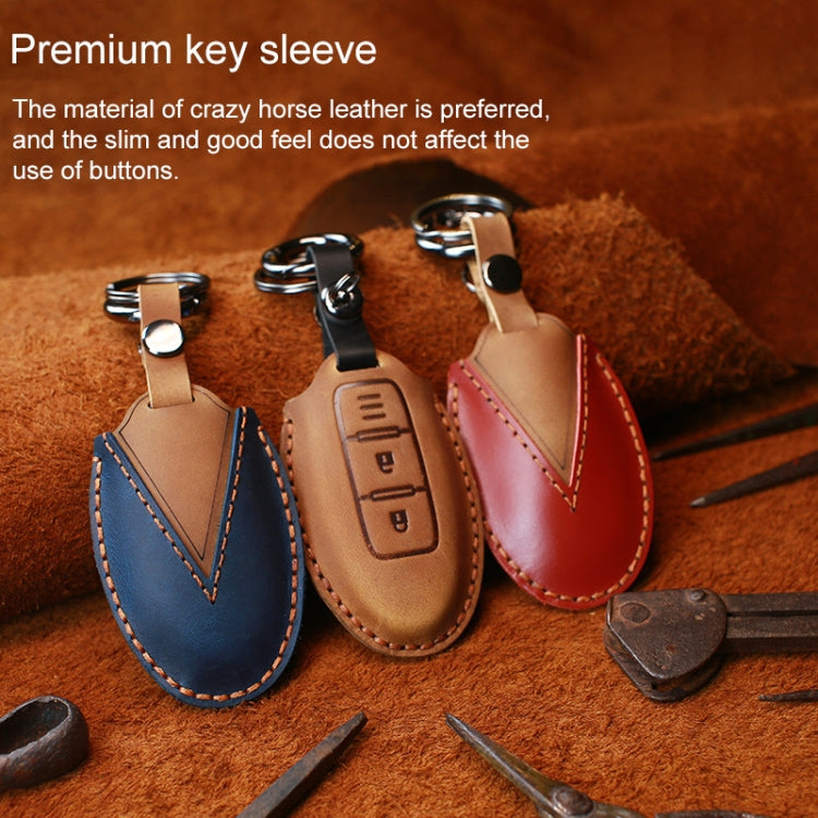For Nissan Car Cowhide Leather Key Protective Cover Key Case, Three Keys Tailgate Version (Brown) - Car Key Cases by PMC Jewellery | Online Shopping South Africa | PMC Jewellery | Buy Now Pay Later Mobicred