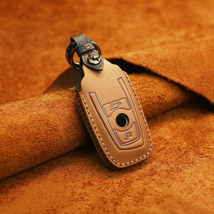 For BMW Old Style Car Cowhide Leather Key Protective Cover Key Case, Two Keys Version (Brown) - Car Key Cases by PMC TechLife | Online Shopping South Africa | PMC TechLife | Buy Now Pay Later Mobicred