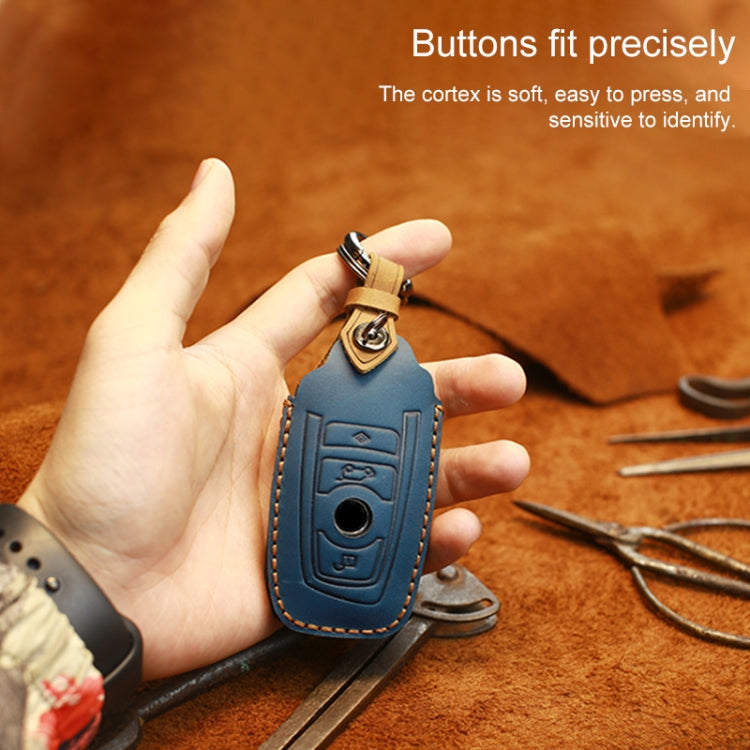 For BMW Old Style Car Cowhide Leather Key Protective Cover Key Case, Two Keys Version (Brown) - Car Key Cases by PMC TechLife | Online Shopping South Africa | PMC TechLife | Buy Now Pay Later Mobicred