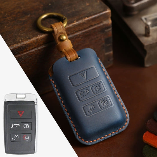 For Land Rover Car Cowhide Leather Key Protective Cover Key Case (Blue) - Car Key Cases by PMC Jewellery | Online Shopping South Africa | PMC Jewellery | Buy Now Pay Later Mobicred