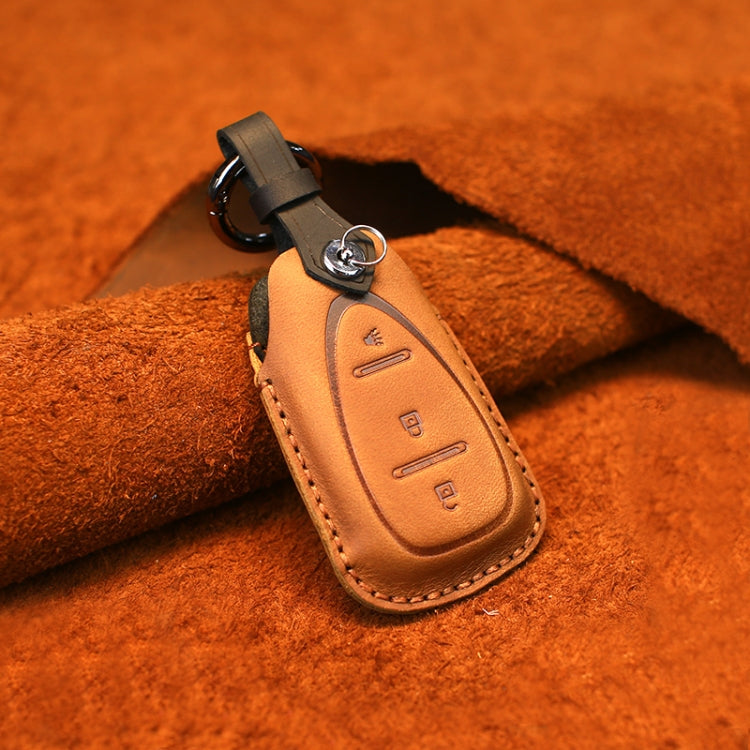 For Chevrolet Car Cowhide Leather Key Protective Cover Key Case, Three Keys Version (Brown) - Car Key Cases by PMC Jewellery | Online Shopping South Africa | PMC Jewellery | Buy Now Pay Later Mobicred