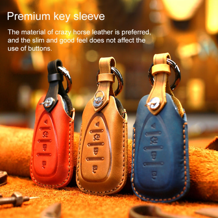 For Chevrolet Car Cowhide Leather Key Protective Cover Key Case, Four Keys Version (Brown) - Car Key Cases by PMC Jewellery | Online Shopping South Africa | PMC Jewellery | Buy Now Pay Later Mobicred