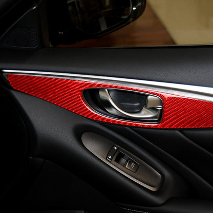 Car Carbon Fiber A Style Door Handle Panel Decorative Sticker for Infiniti Q50 2014-2020, Left and Right Drive(Red) - Car Interior Mouldings by PMC Jewellery | Online Shopping South Africa | PMC Jewellery | Buy Now Pay Later Mobicred