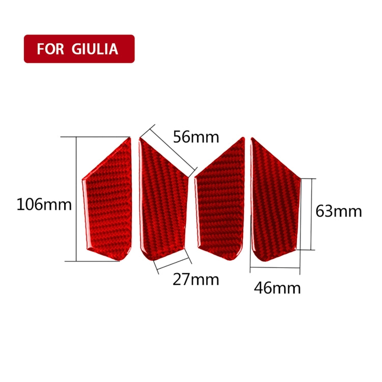4 PCS / Set Carbon Fiber Car Inner Door Bowl Decorative Sticker for Alfa Romeo Giulia 2017-2019,Left and Right Drive Universal (Red) - Car Interior Mouldings by PMC Jewellery | Online Shopping South Africa | PMC Jewellery | Buy Now Pay Later Mobicred