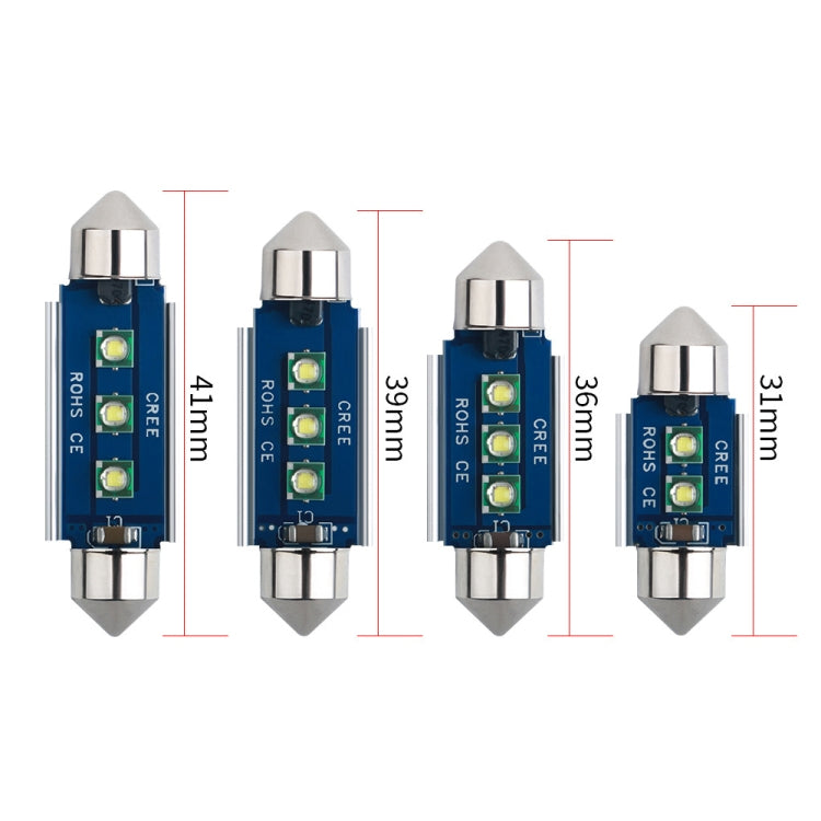 2pcs 39mm IC12V /  2.76W / 0.23A / 300LM 3LEDs SMD Car Reading Lamp Dome Light - Dome Lights by PMC TechLife | Online Shopping South Africa | PMC TechLife | Buy Now Pay Later Mobicred