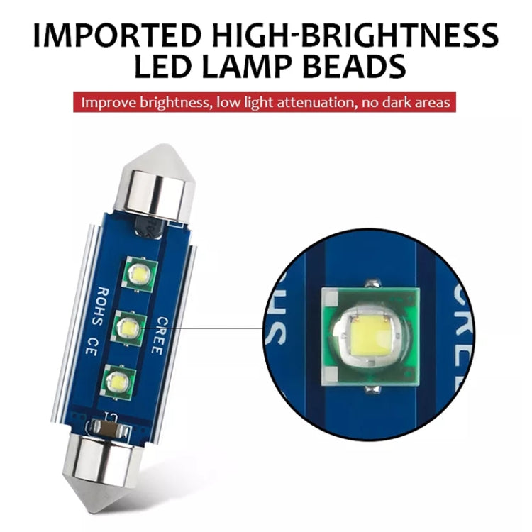 2pcs 39mm IC12V /  2.76W / 0.23A / 300LM 3LEDs SMD Car Reading Lamp Dome Light - Dome Lights by PMC TechLife | Online Shopping South Africa | PMC TechLife | Buy Now Pay Later Mobicred