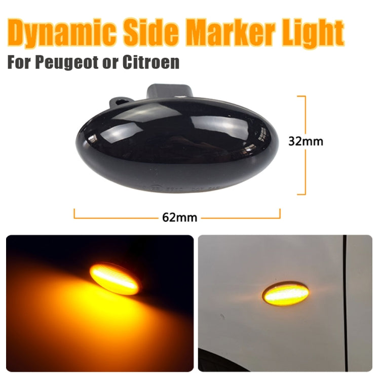 2pcs For Peugeot 1007 Car Dynamic LED Fender Side Light 817300H010 (Transparent) - Arrow Turn Lights by PMC TechLife | Online Shopping South Africa | PMC TechLife | Buy Now Pay Later Mobicred