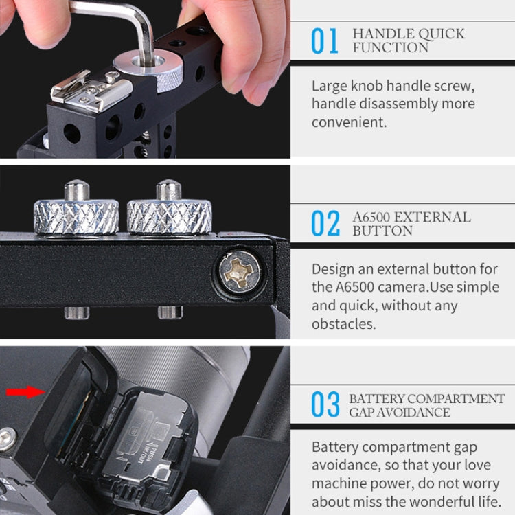 YELANGU C6 Camera Video Cage Stabilizer for Sony A6000 / A6300 / A6500 / A6400 (Black) - Camera Cage by YELANGU | Online Shopping South Africa | PMC TechLife | Buy Now Pay Later Mobicred