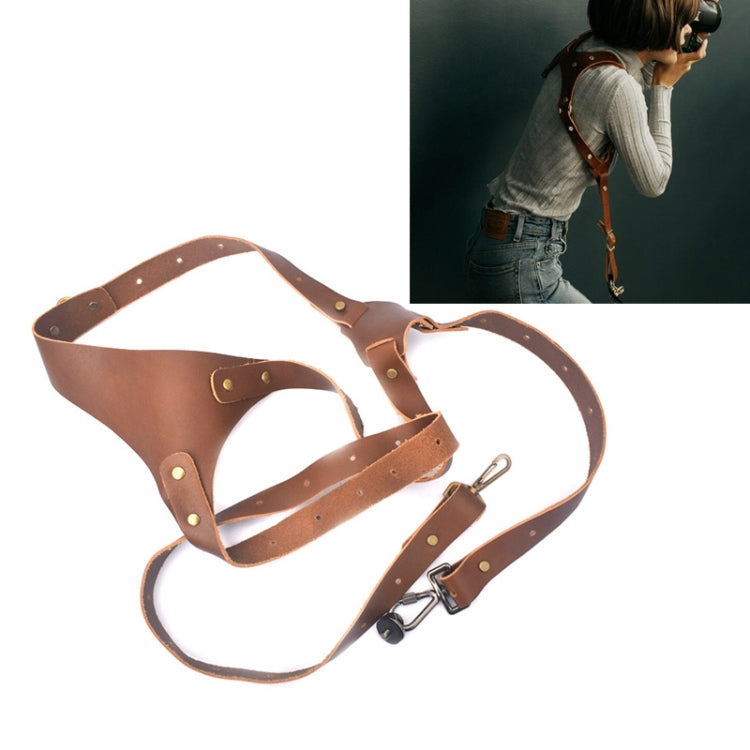 Quick Release Anti-Slip Shoulder Leather Harness Camera Strap with Metal Hook for SLR / DSLR Cameras (Left Shoulder) - free shipping - PMC TechLife - Order now!