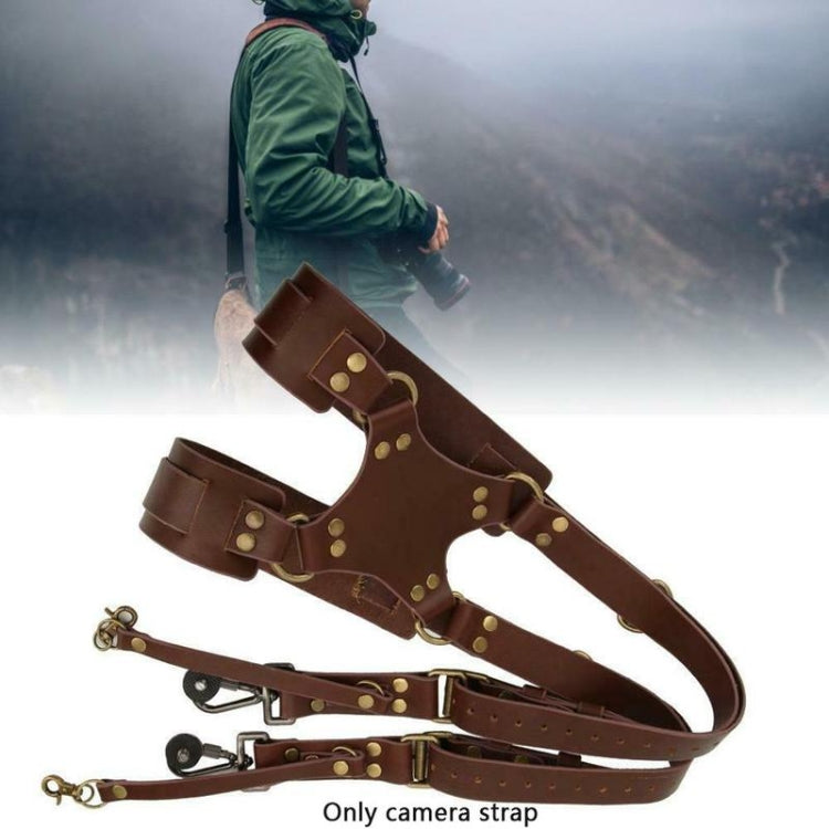 Quick Release Anti-Slip Dual Shoulder Leather Harness Camera Strap with Metal Hook for SLR / DSLR Cameras(Black) - Camera Strap by PMC TechLife | Online Shopping South Africa | PMC TechLife | Buy Now Pay Later Mobicred