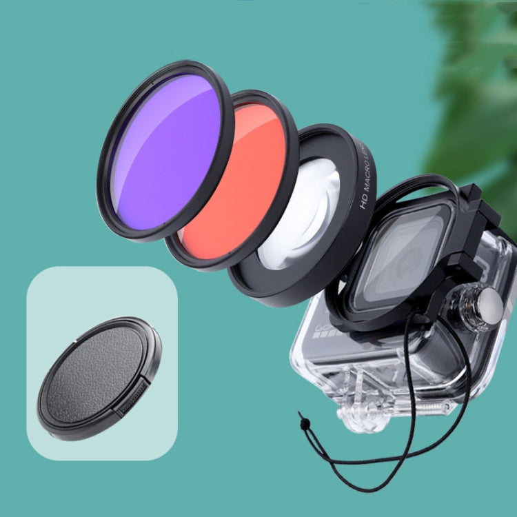 RUIGPRO for GoPro HERO8 58mm 16X Macro Lens + Red/Purple Diving Lens  Filter + Dive Housing Waterproof Case Kits with Filter Adapter Ring & Lens Cap - Lens Filter by RUIGPRO | Online Shopping South Africa | PMC Jewellery