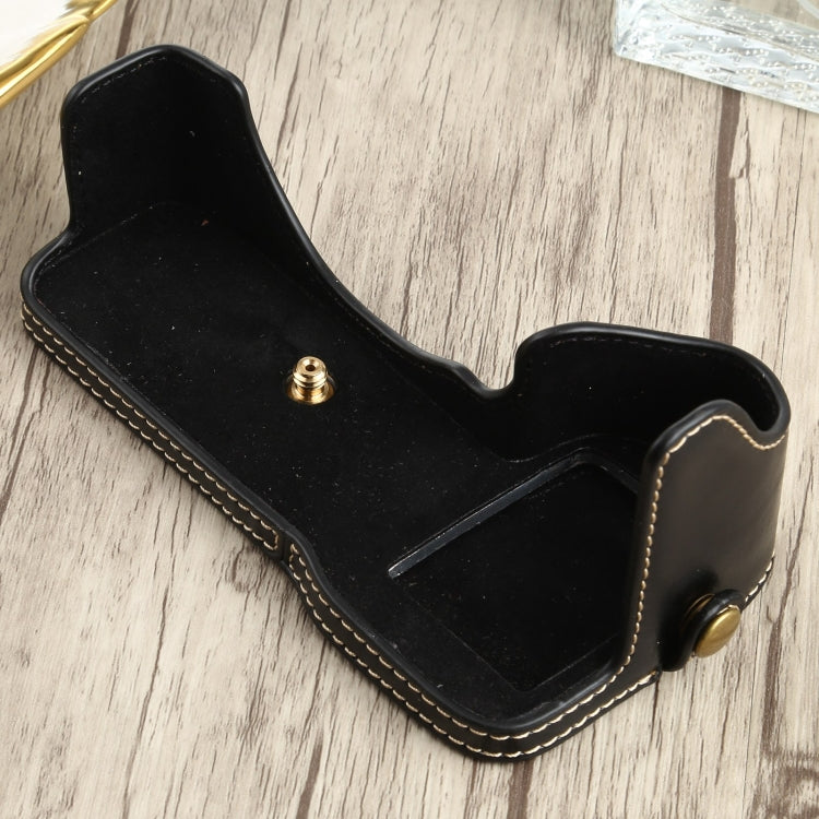 1/4 inch Thread PU Leather Camera Half Case Base for Sony ILCE-7RM4 / A7RM4 / A7R IV (Black) - free shipping - PMC TechLife - Order now!