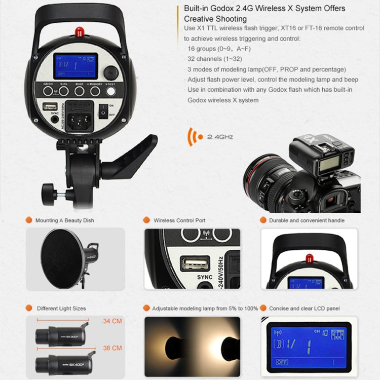 Godox SK400II Studio Flash Light 150Ws Bowens Mount Studio Speedlight(AU Plug) - free shipping - PMC TechLife - Order now!
