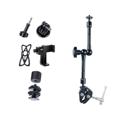 11 inch Adjustable Friction Articulating Magic Arm + Large Claws Clips with Phone Clamp(Black) - Camera Gimbal by PMC Jewellery | Online Shopping South Africa | PMC Jewellery