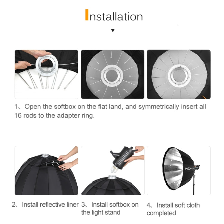 Godox P120H 120cm Deep Parabolic Softbox Reflector Diffuser Studio Light Box (Black) - free shipping - PMC TechLife - Order now!