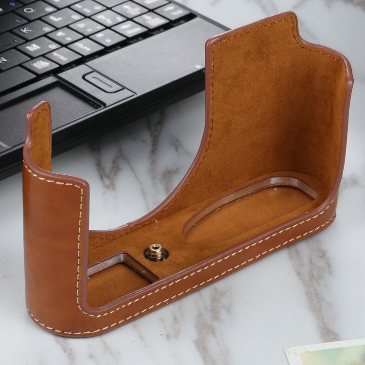 1/4 inch Thread PU Leather Camera Half Case Base for Leica Q2(Brown) - Half Case by PMC TechLife | Online Shopping South Africa | PMC TechLife | Buy Now Pay Later Mobicred