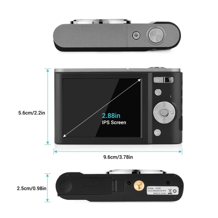 DC302 2.88 inch 44MP 16X Zoom 2.7K Full HD Digital Camera Children Card Camera, EU Plug (Silver) - Children Cameras by PMC TechLife | Online Shopping South Africa | PMC TechLife | Buy Now Pay Later Mobicred