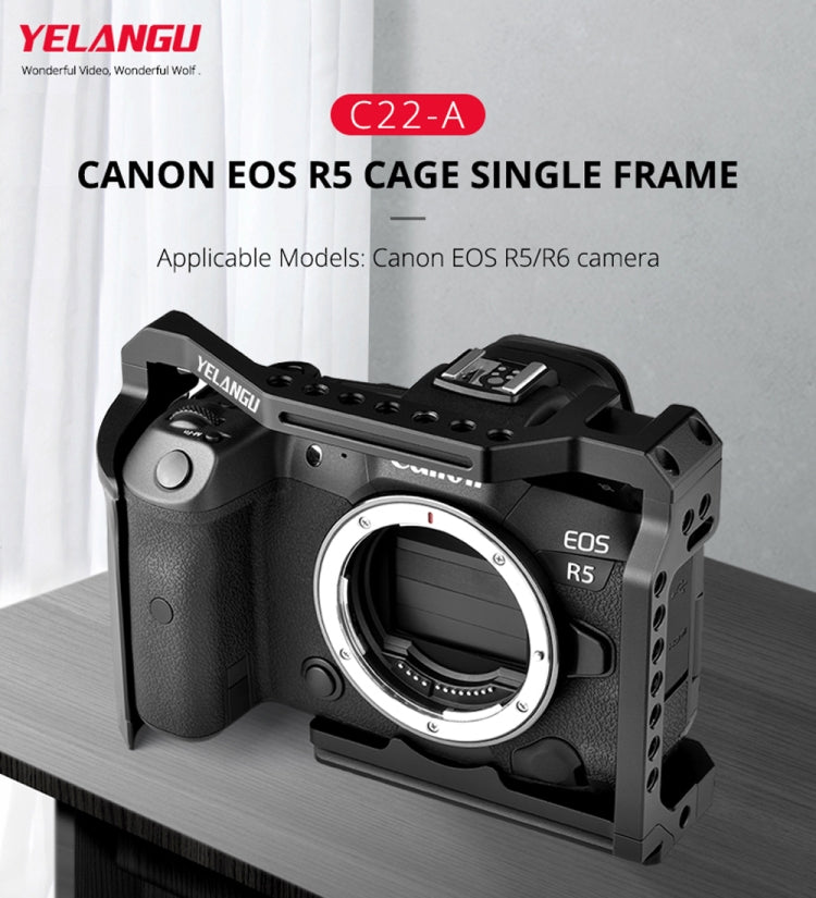 YELANGU C22-A YLG0334B-A Video Camera Cage Stabilizer for Canon EOS R5/R6/R(Black) - free shipping - PMC TechLife - Order now!