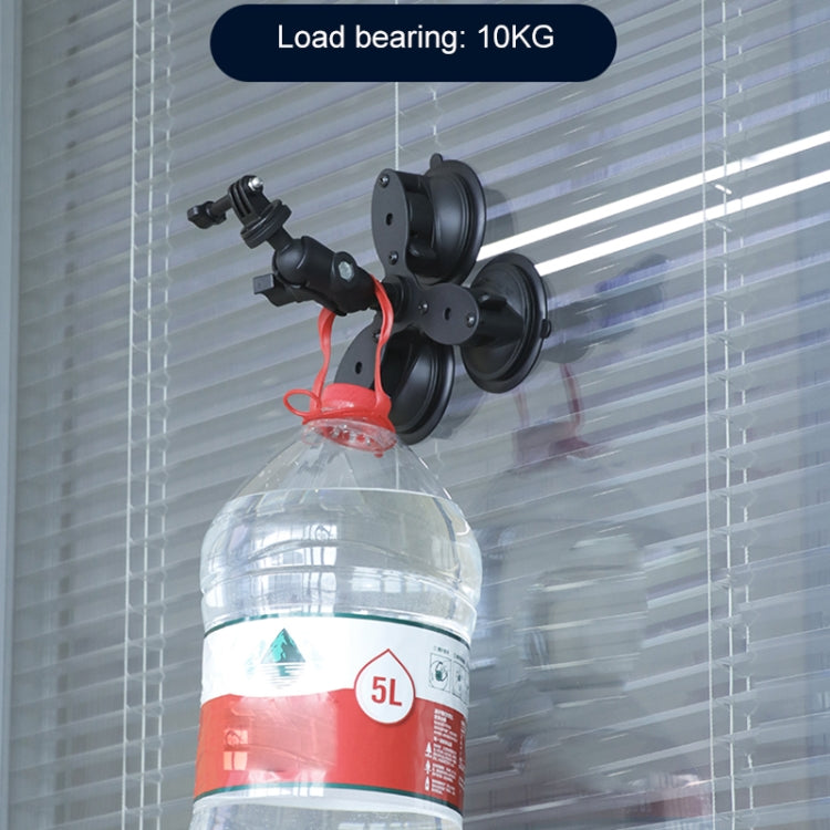 Dual Suction Cup Mount Holder with Tripod Adapter & Steel Tether & Safety Buckle (Black) - Holder by PMC TechLife | Online Shopping South Africa | PMC TechLife | Buy Now Pay Later Mobicred
