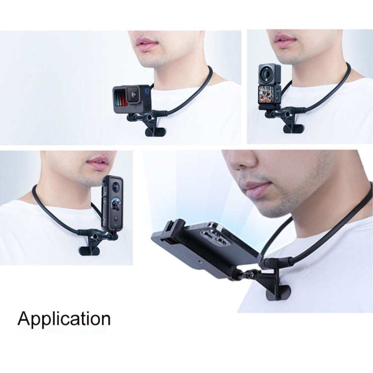 Hands Free Lazy Wearable Neck Phone Camera Holder with Phone Clamp, Extended Version(Black) - Holder by PMC TechLife | Online Shopping South Africa | PMC TechLife | Buy Now Pay Later Mobicred