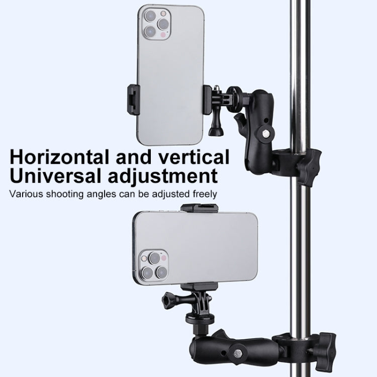 360 Rotation Adjustable Action Camera Bike Motorcycle Handlebar Holder with Phone Clamp (Black) - Bicycle Handlebar Mount by PMC TechLife | Online Shopping South Africa | PMC TechLife | Buy Now Pay Later Mobicred
