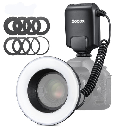 Godox ML-150II On-camera Macro Ring Flash Light with 8 Different Size Adapter Rings (Black) - Ring Light Flashes by Godox | Online Shopping South Africa | PMC Jewellery | Buy Now Pay Later Mobicred