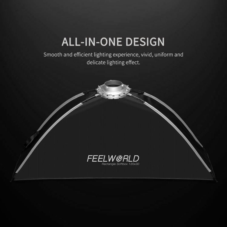 FEELWORLD FSR120 30x120cm Rectangular Softbox Quick Release Bowens Mount Diffuser - free shipping - PMC TechLife - Order now!