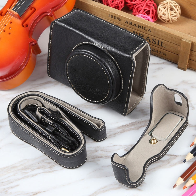 For Canon PowerShot G7 X Full Body Camera PU Leather Camera Case Bag with Strap (Black) - Leather Bag by PMC TechLife | Online Shopping South Africa | PMC TechLife | Buy Now Pay Later Mobicred