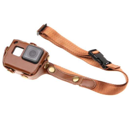 For GoPro HERO7 Black /6 /5  PU Leather Housing Case with Neck Strap & Buttons(Coffee) - Leather Cases by PMC Jewellery | Online Shopping South Africa | PMC Jewellery | Buy Now Pay Later Mobicred