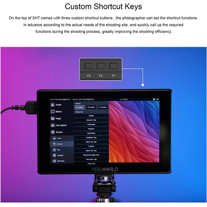 FEELWORLD SH7 7-inch Ultra Bright 2200nit On-camera Monitor SDI HDMI Cross Conversion (Black) - On-camera Monitors by FEELWORLD | Online Shopping South Africa | PMC Jewellery