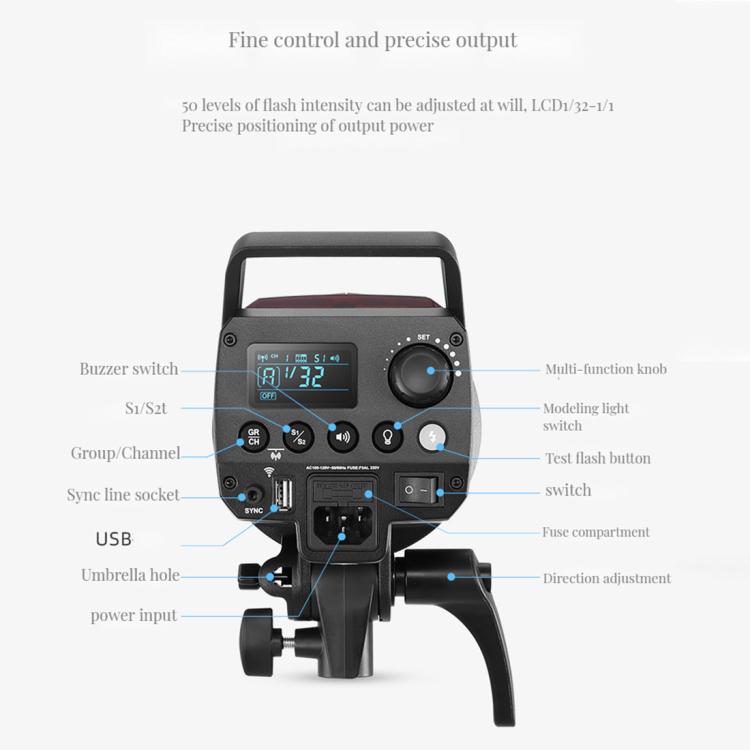 Godox MS300-V Studio Flash Light 300Ws Bowens Mount Strobe Light with Lamp Cover (UK Plug) - free shipping - PMC TechLife - Order now!