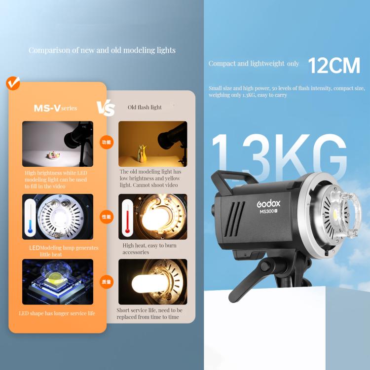 Godox MS200-V Studio Flash Light 200Ws Bowens Mount Strobe Light with Lamp Cover (AU Plug) - free shipping - PMC TechLife - Order now!