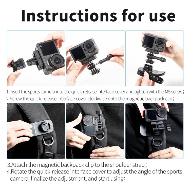 STARTRC 360 Degree Rotation Backpack Clip Magnetic Suction Mount (Black) - Case & Bags by STARTRC | Online Shopping South Africa | PMC TechLife | Buy Now Pay Later Mobicred